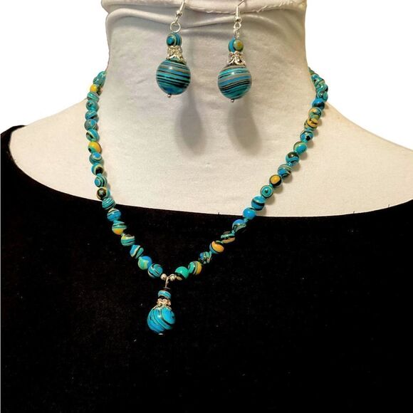 Multi Turquoise (Calcilica) Necklace Earring Set NWT Black Friday sale! - Picture 1 of 11